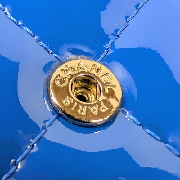 Chanel Bright Blue Boy Patent Leather Wallet On Chain (WOC) - Picture 13 of 16